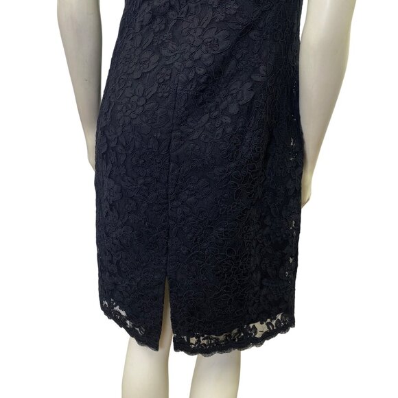 Talbots One-Shoulder Black Lace Dress With Sheer Floral Size 10P - Picture 8 of 9